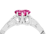 White gold Heart Cut Pink Sapphire Solitaire Engagement Ring with Celtic Knot Band and Four-Prong Setting_28