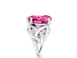 White gold Heart Cut Pink Sapphire Solitaire Engagement Ring with Celtic Knot Band and Four-Prong Setting_29