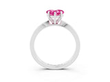 White gold Heart Cut Pink Sapphire Solitaire Engagement Ring with Classic Band and Four-Prong Setting_63