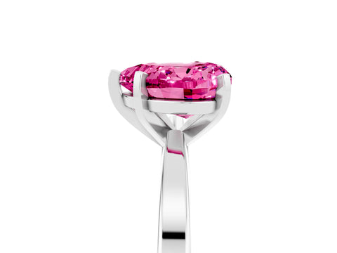 White gold Heart Cut Pink Sapphire Solitaire Engagement Ring with Classic Band and Four-Prong Setting_65
