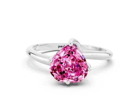 White gold Heart Cut Pink Sapphire Solitaire Engagement Ring with Four-Prong Setting and Classic Band_12