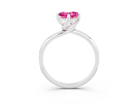 White gold Heart Cut Pink Sapphire Solitaire Engagement Ring with Four-Prong Setting and Classic Band_15