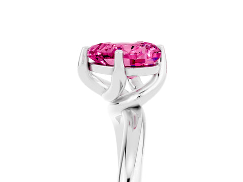 White gold Heart Cut Pink Sapphire Solitaire Engagement Ring with Four-Prong Setting and Classic Band_17