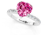 White gold Heart Cut Pink Sapphire Solitaire Engagement Ring with Pavé Band and Four-Prong Setting_25