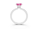White gold Heart Cut Pink Sapphire Solitaire Engagement Ring with Pavé Band and Four-Prong Setting_27