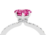 White gold Heart Cut Pink Sapphire Solitaire Engagement Ring with Pavé Band and Four-Prong Setting_28