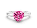 White gold Heart Cut Pink Sapphire Solitaire Engagement Ring with Round Band and Four-Prong Setting_24