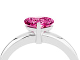 White gold Heart Cut Pink Sapphire Solitaire Engagement Ring with Round Band and Four-Prong Setting_28