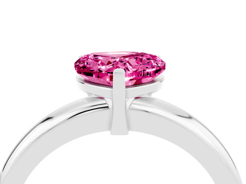 White gold Heart Cut Pink Sapphire Solitaire Engagement Ring with Round Band and Four-Prong Setting_28