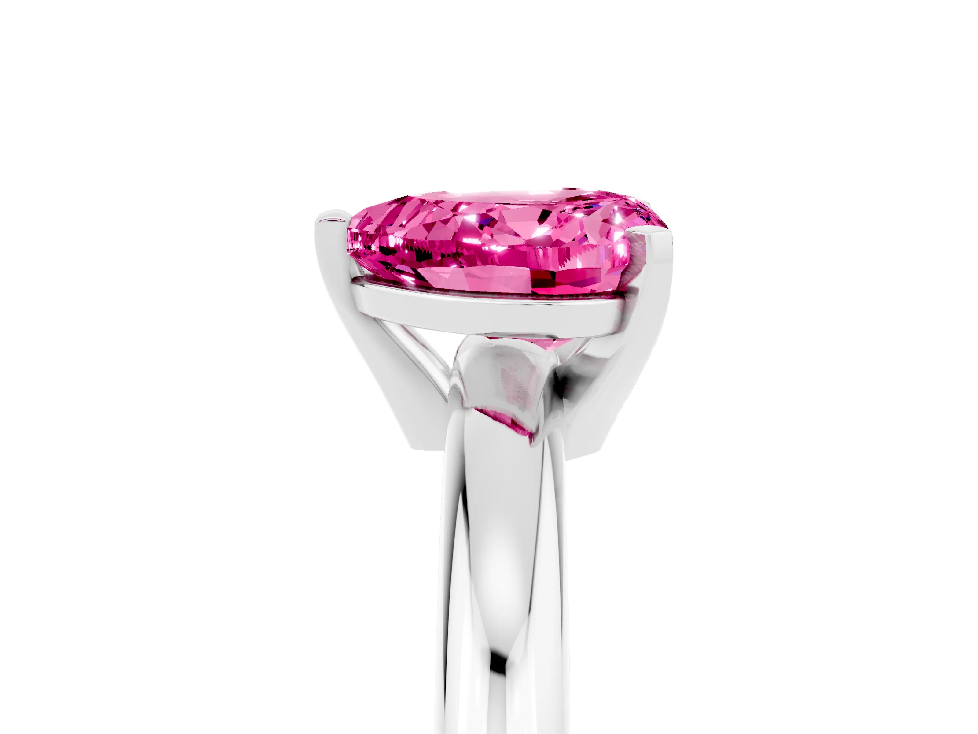 White gold Heart Cut Pink Sapphire Solitaire Engagement Ring with Round Band and Four-Prong Setting_29