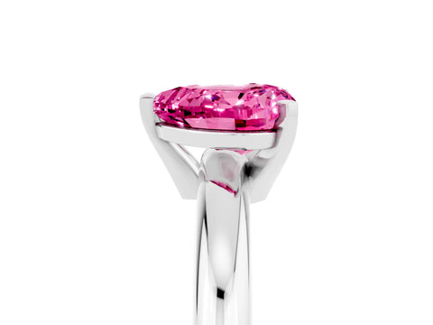 White gold Heart Cut Pink Sapphire Solitaire Engagement Ring with Round Band and Four-Prong Setting_29
