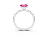 White gold Heart Cut Pink Sapphire Solitaire Pavé Band with Four-Prong Setting_27