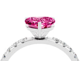 White gold Heart Cut Pink Sapphire Solitaire Pavé Band with Four-Prong Setting_28