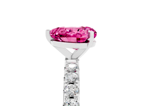 White gold Heart Cut Pink Sapphire Solitaire Pavé Band with Four-Prong Setting_29