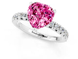 White gold Heart Cut Pink Sapphire Solitaire Pavé Engagement Ring with Round Band and Prong Setting_13