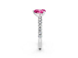 White gold Heart Cut Pink Sapphire Solitaire Pavé Engagement Ring with Round Band and Prong Setting_14