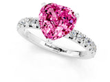 White gold Heart Cut Pink Sapphire Solitaire Pavé Engagement Ring with Round Band and Prong Setting_79