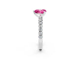 White gold Heart Cut Pink Sapphire Solitaire Pavé Engagement Ring with Round Band and Prong Setting_80