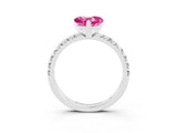 White gold Heart Cut Pink Sapphire Solitaire Pavé Engagement Ring with Round Band and Prong Setting_81