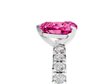 White gold Heart Cut Pink Sapphire Solitaire Pavé Engagement Ring with Round Band and Prong Setting_83