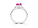 White gold Heart Cut Pink Sapphire Solitaire Ring with Cathedral Setting and Pavé Band_27