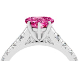 White gold Heart Cut Pink Sapphire Solitaire Ring with Cathedral Setting and Pavé Band_28