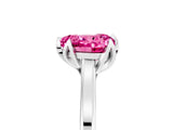 White gold Heart Cut Pink Sapphire Solitaire Ring with Flower Prong Setting and Classic Band_22