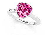 White gold Heart Cut Pink Sapphire Solitaire Ring with Flower Prong Setting and Classic Band_25