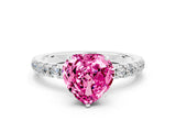 White gold Heart Cut Pink Sapphire Solitaire Ring with Pavé Accents and Four-Prong Setting_24