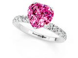 White gold Heart Cut Pink Sapphire Solitaire Ring with Pavé Accents and Four-Prong Setting_25