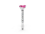 White gold Heart Cut Pink Sapphire Solitaire Ring with Pavé Accents and Four-Prong Setting_26