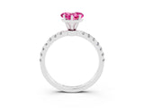 White gold Heart Cut Pink Sapphire Solitaire Ring with Pavé Accents and Four-Prong Setting_27