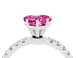 White gold Heart Cut Pink Sapphire Solitaire Ring with Pavé Accents and Four-Prong Setting_28
