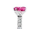 White gold Heart Cut Pink Sapphire Solitaire Ring with Pavé Accents and Four-Prong Setting_29