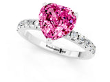 White gold Heart Cut Pink Sapphire Solitaire Ring with Pavé Band and Four-Prong Setting_61