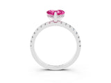 White gold Heart Cut Pink Sapphire Solitaire Ring with Pavé Band and Four-Prong Setting_63