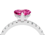 White gold Heart Cut Pink Sapphire Solitaire Ring with Pavé Band and Four-Prong Setting_64