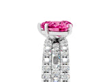 White gold Heart Cut Pink Sapphire Solitaire Ring with Pavé and Channel Set Band_29