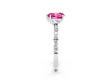 White gold Heart Cut Pink Sapphire Solitaire Ring with Pave Band and Four Prong Setting_50