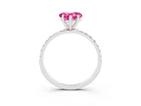 White gold Heart Cut Pink Sapphire Solitaire Ring with Pave Band and Four Prong Setting_51