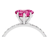 White gold Heart Cut Pink Sapphire Solitaire Ring with Pave Band and Four Prong Setting_52