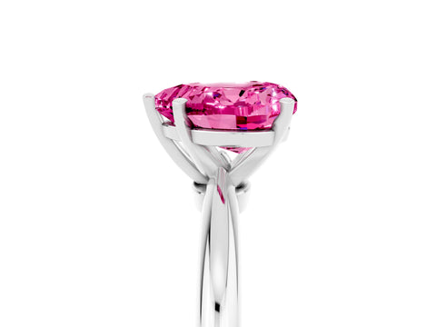 White gold Heart Cut Pink Sapphire Solitaire Ring with Six-Prong Setting and Classic Band_17