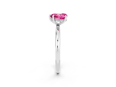 White gold Heart Cut Pink Sapphire Solitaire Ring with Thin Band and Four-Prong Setting_26