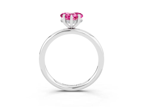 White gold Heart Cut Pink Sapphire Solitaire Ring with Thin Band and Four-Prong Setting_27