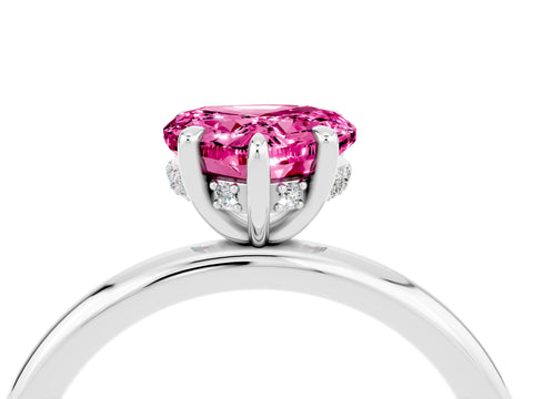 White gold Heart Cut Pink Sapphire Solitaire Ring with Thin Band and Four-Prong Setting_28
