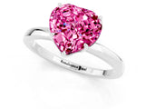 White gold Heart Cut Pink Sapphire Solitaire Ring with Thin Band and Prong Setting_13