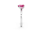 White gold Heart Cut Pink Sapphire Solitaire Ring with Thin Band and Prong Setting_14
