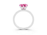 White gold Heart Cut Pink Sapphire Solitaire Ring with Thin Band and Prong Setting_15