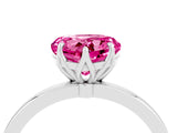 White gold Heart Cut Pink Sapphire Solitaire Ring with Thin Band and Prong Setting_16
