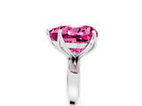 White gold Heart Cut Pink Sapphire Solitaire Ring with Thin Band and Prong Setting_17